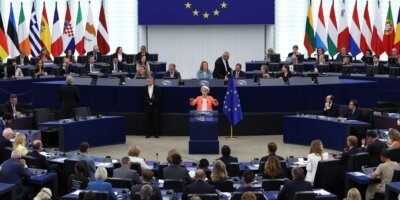 The AI Act establishes a pioneering global standard for nations aiming to leverage technology's benefits while mitigating potential risks. Photo: EU Commission President Ursula von der Leyen gives her annual State of the Union address during a plenary session at the European Parliament in Strasbourg, eastern France, on September 13, 2023. (Photo by FREDERICK FLORIN / AFP)