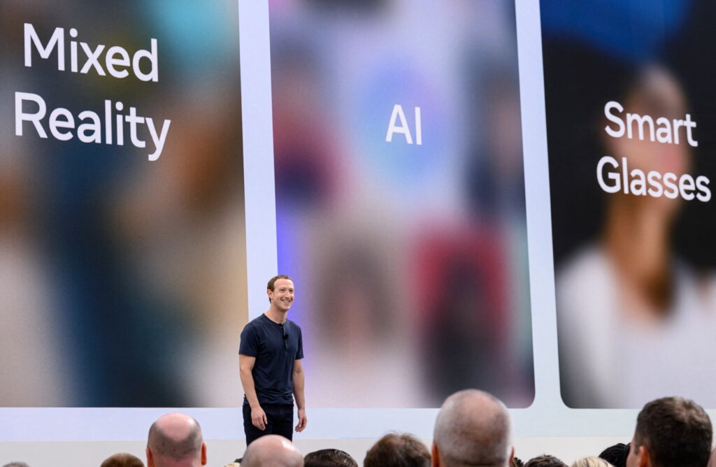 Meta founder and CEO Mark Zuckerberg speaks during the Meta Connect event at Meta headquarters in Menlo Park, California, on September 27, 2023. (Photo by JOSH EDELSON / AFP)