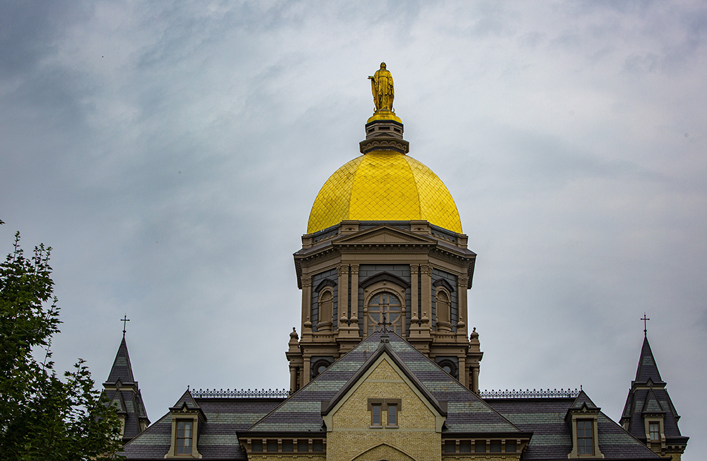 The Golden Dome with its statue of Mary is seen Aug. 6, 2021, atop the administration building of the University of Notre Dame in Notre Dame, Ind. (OSV News/CNS/Chaz Muth)