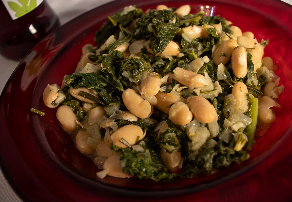 plate of kale and cannellini beans