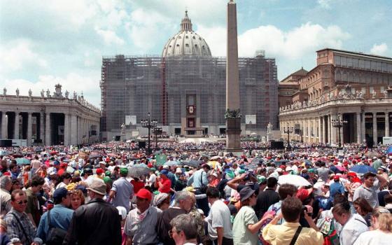 Pilgrims crowd St. Peter's Square at the Vatican,  May 30, 1998, on Pentecost. 