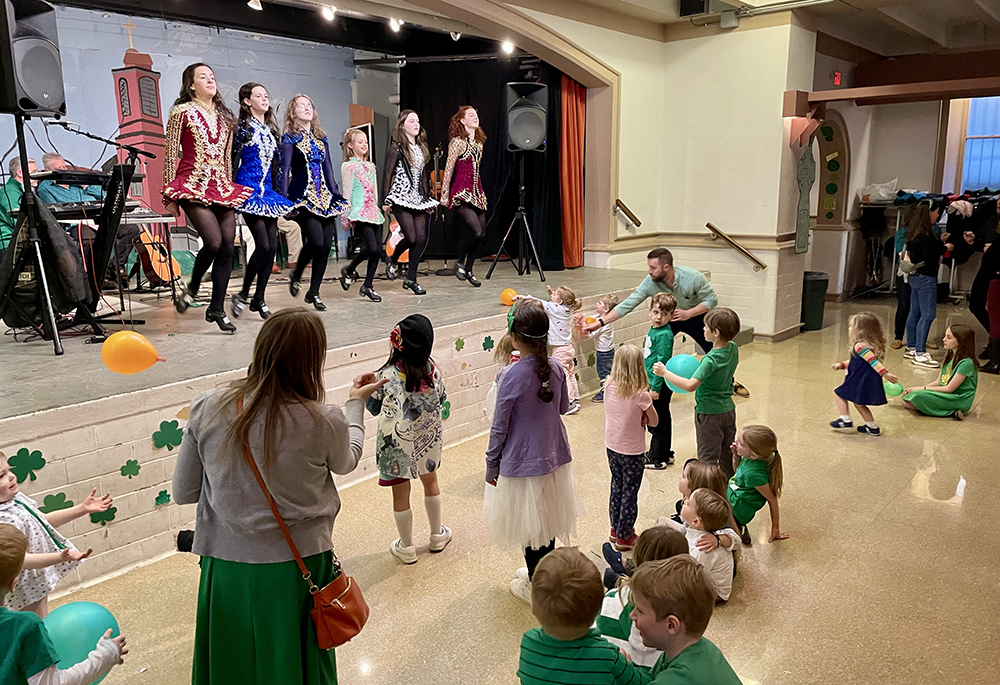 Dancers from the Culkin School of Traditional Irish Dance perform at St. Peter’s Church in March 2023. (NCR photo/James V. Grimaldi)